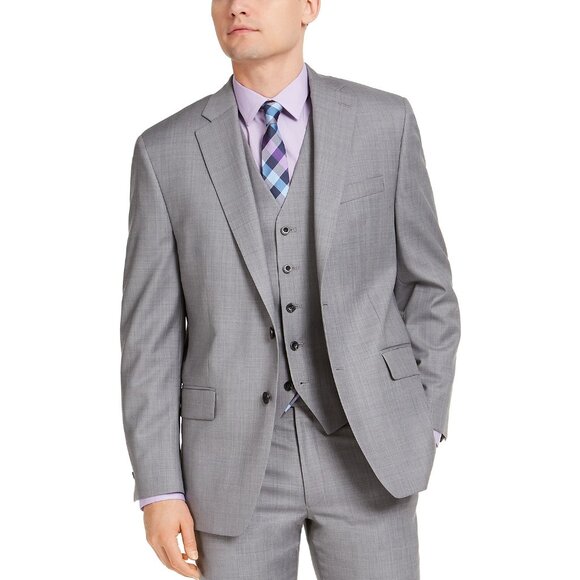 Michael Kors Men's Modern-Fit Airsoft Suit Jacket Gray Sharkskin 50L B4HP